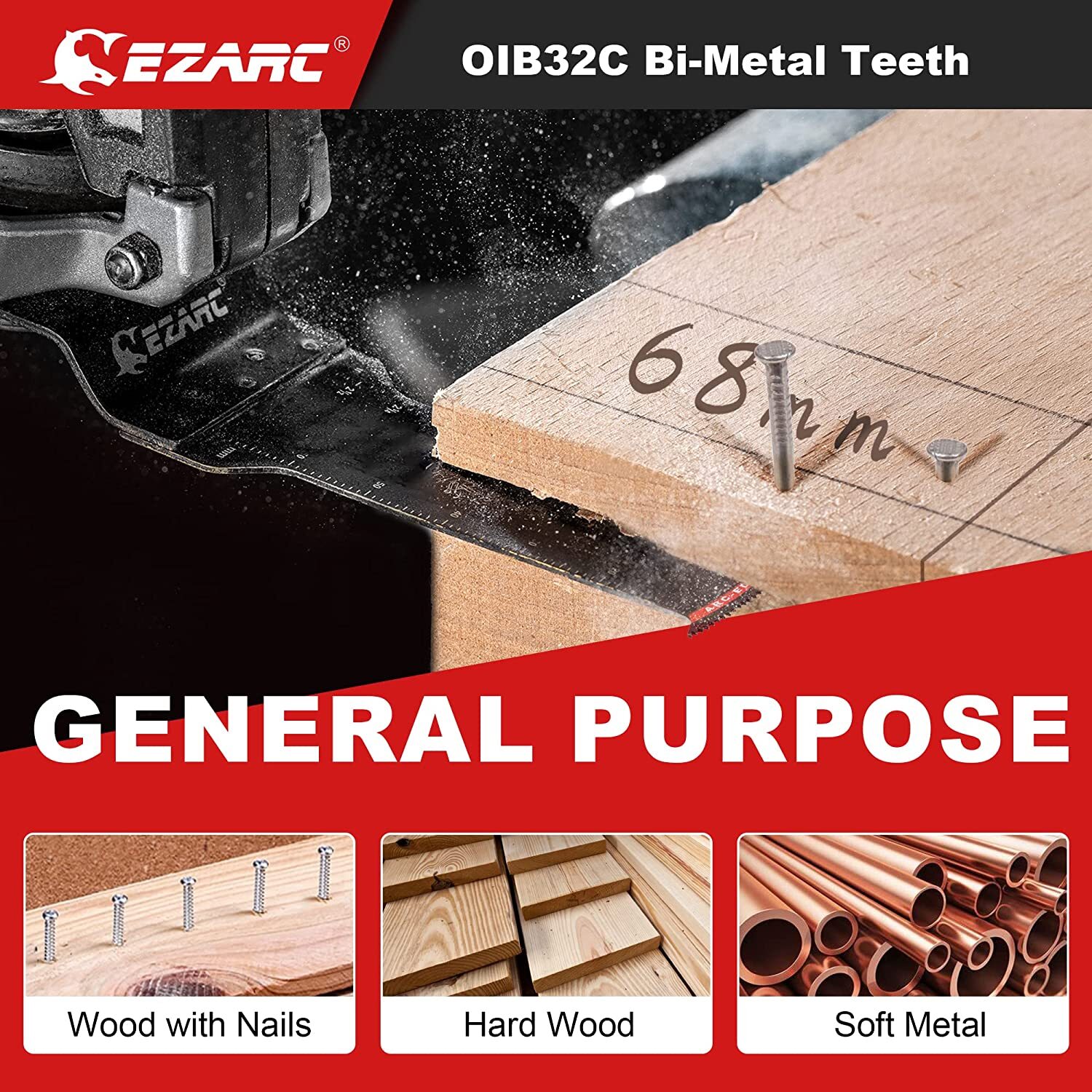 5PACK EZARC Extra Long Oscillating Saw Blades Arc Edge BiMetal