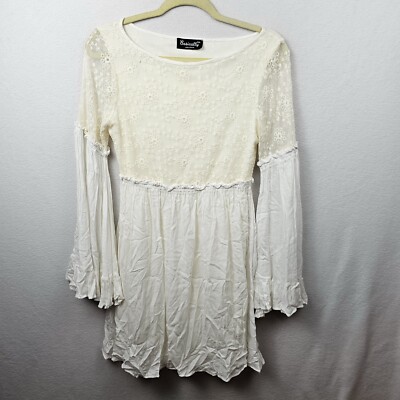 Basically Me Top Woman s Size Small White Long Sleeve Blouse