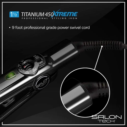 SALON TECH Titanium Xtreme Flat Iron 1.5 Inch - Titanium 450 Styling Iron