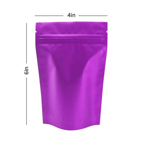 Borsa stand up 4x6 pollici opaca trasparente anteriore viola posteriore lamina Mylar richiudibile con macchina - Foto 2 di 14