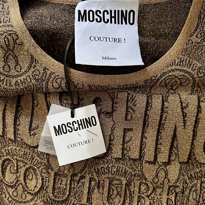 MOSCHINO Teddy Bear Credit Card Collection Knit Mini Dress