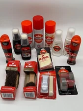 Kiwi Shoe Polishing Lot - Brush, Applicator, Cloths, Cleaners, Polish