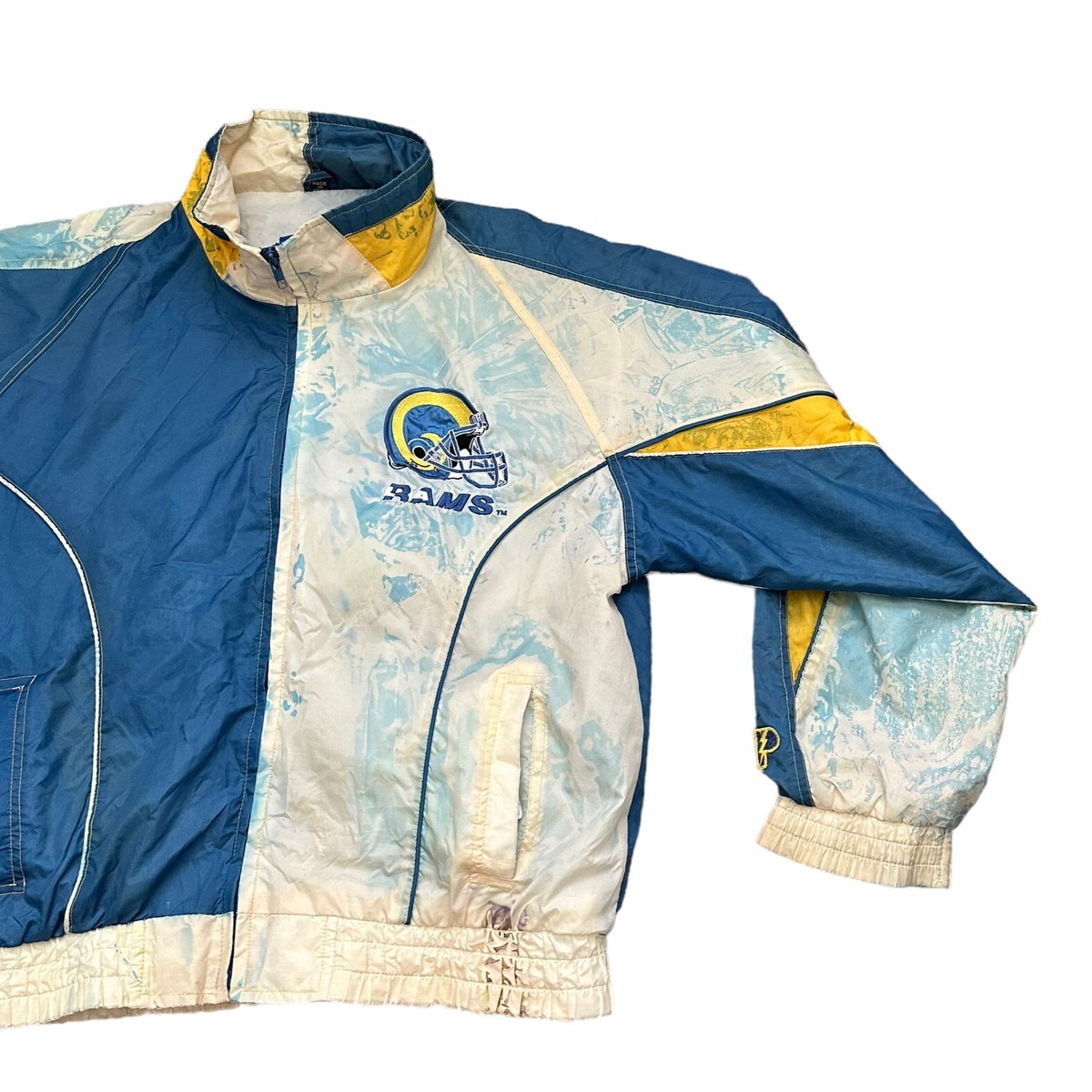 Pro Player Daniel Young Windbreaker Jacket Size L Yellow Tie Dye LA Rams  Vintage