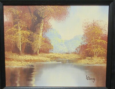 KING ORIGINAL OIL ON CANVAS MOUNTAIN RIVER LANDSCAPE PAINTING | eBay