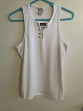Woman’s White Safety Pin Tank Top Woman’s Size Large