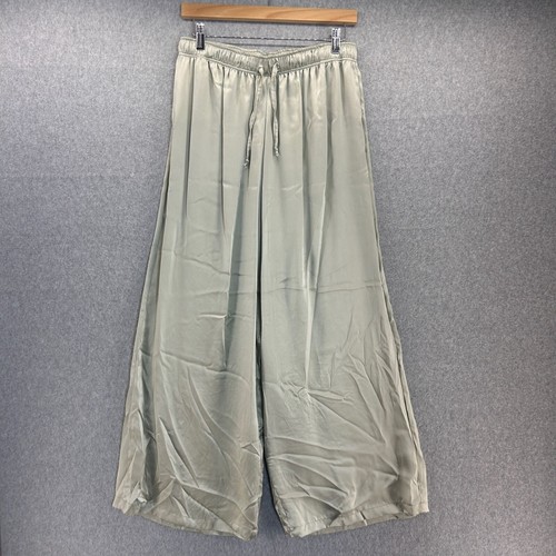 Planet Womens One Size OS Silk Pajama Set Sage Green Shirt Top Pants Pockets - Picture 12 of 24