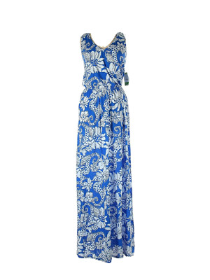 NWT Lilly Pulitzer Mills Maxi in Deep Sea Blue Quahog Chowdah Racerback Dress L