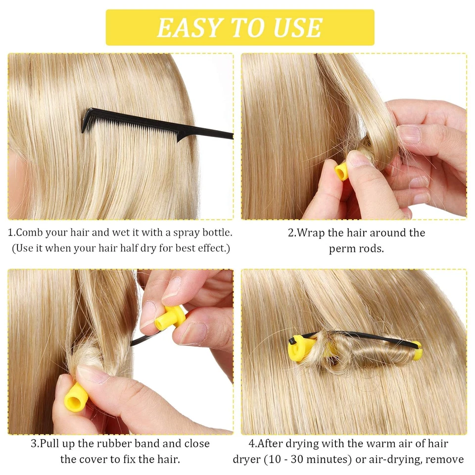 WILLBOND 60 Pcs Perm Rods Natural Long Short Hair Perm Rods with Elastic - Image 3 of 4