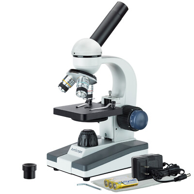 AmScope 40X-640X Portable Student Compound Microscope Batteries or Plug-in M150A
