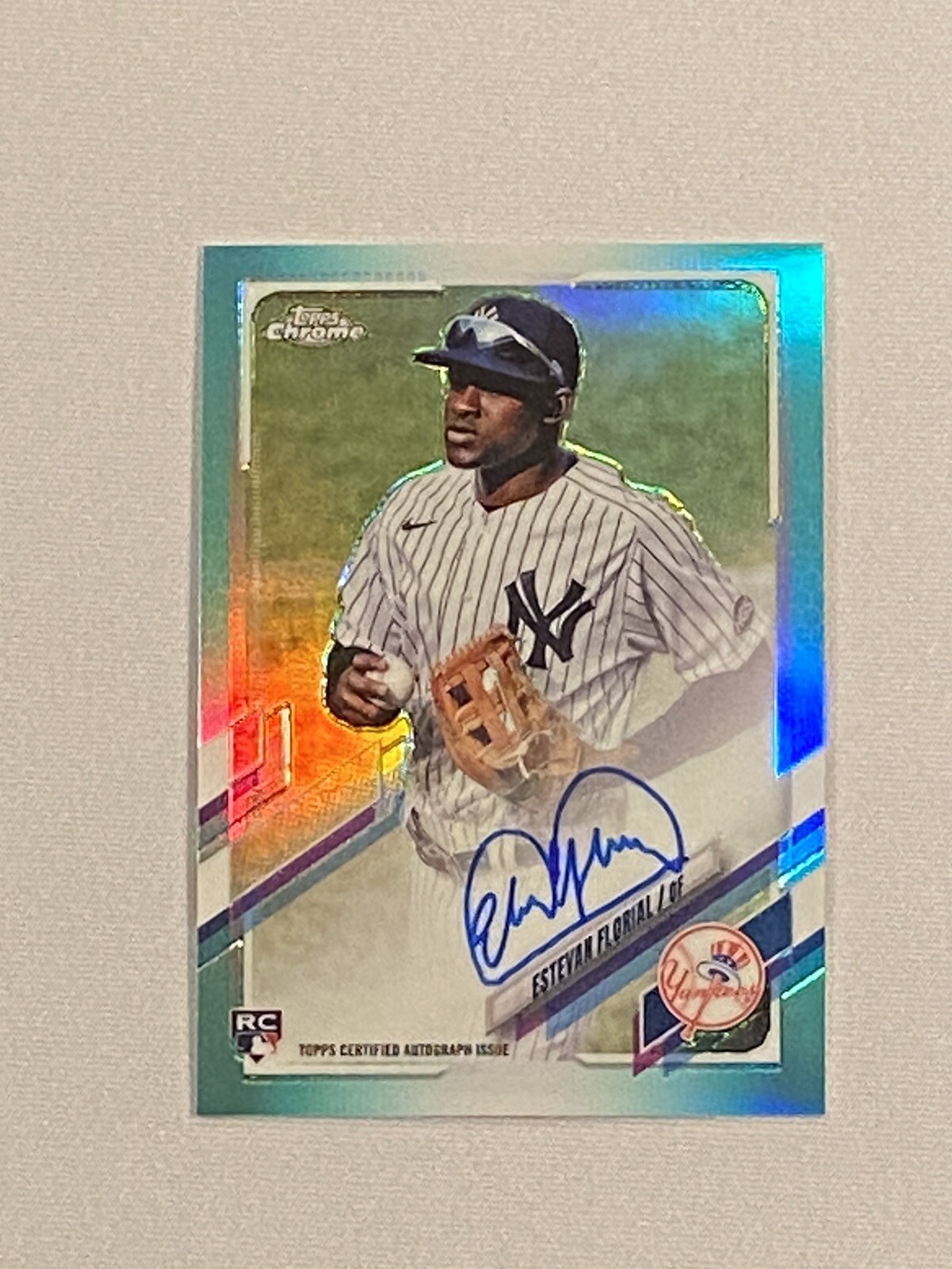 2021 Topps Chrome Aqua Refractor Auto /199 Estevan Florial RC New York Yankees