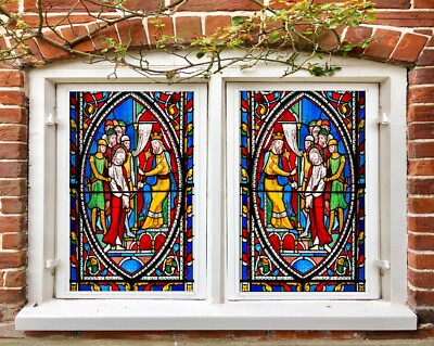 3D Religion 1563NAO Window Film Print Sticker Cling Stained Glass UV Block Fa