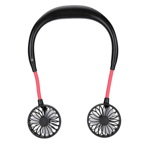 Portable USB Rechargeable Neckband Sport Fan Lazy Neck Hanging Dual Cooling Fan - Picture 11 of 32