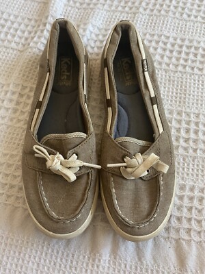 Keds Women’s Boat Shoe Size Grasshopper Sneaker Loafer Slip On Beige Tan 