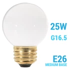Globe Gloss White Light Bulb 120V 25W G16.5 Medium E26 Dimmable
