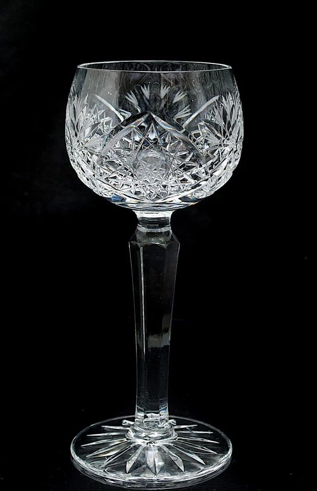 A FABULOUS SET OF SIX VINTAGE BOHEMIAN CUT CRYSTAL LONG STEM WINE GLASSES 150ML. - Image 2 of 4