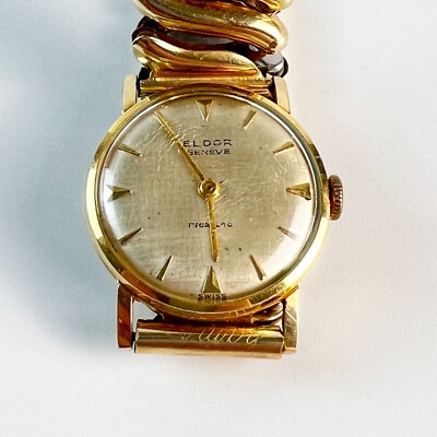 Vintage Eldor Geneve incabloc12K GF Men's Wrist Watch Swiss Made Parts Repair