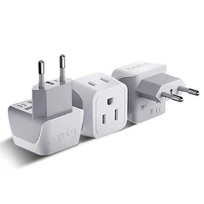 Ceptics USA to Europe, Asia, European Travel Adapter Plug - Type C (CT-9C, 3 PK)