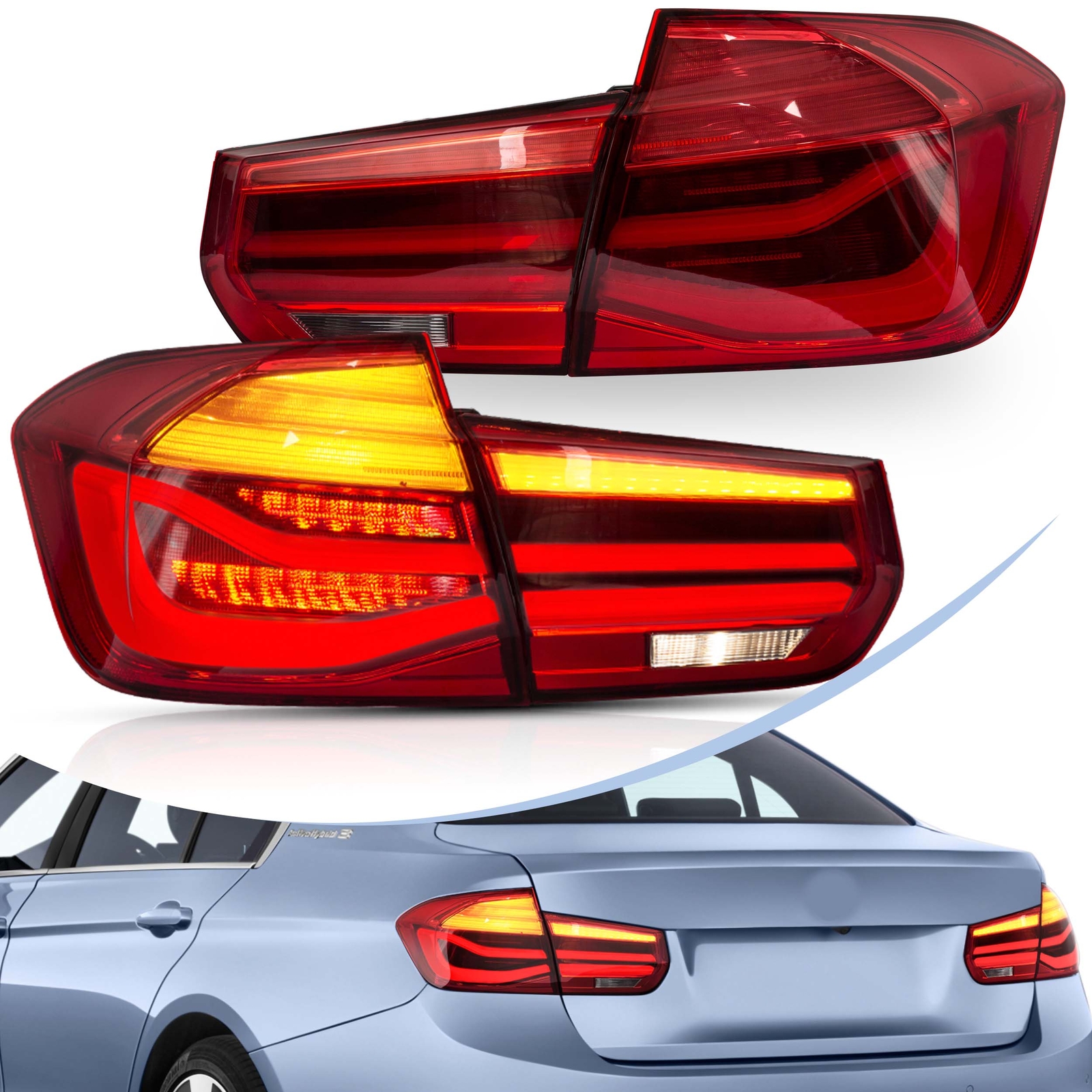 Feux LED Vland BMW F30 F35 avec Clignotant Dynamique Rouge