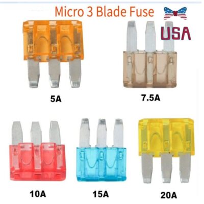 Micro3 Blade Fuse APT ATR Car Truck Boat Marine RV 5A 7.5A 10A 15A 20A 25/50Pcs