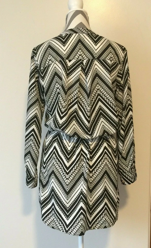 GB женщин 1270 белый/черный Americanan девочка длинным рукавом туника платье Sz M - Изображение 3 из 4