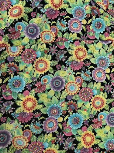 S.C.R.U.BS. spring floral green Scrub Top Sz Lg 2 INSIDE Pockets Wrap tie waist - Picture 3 of 9