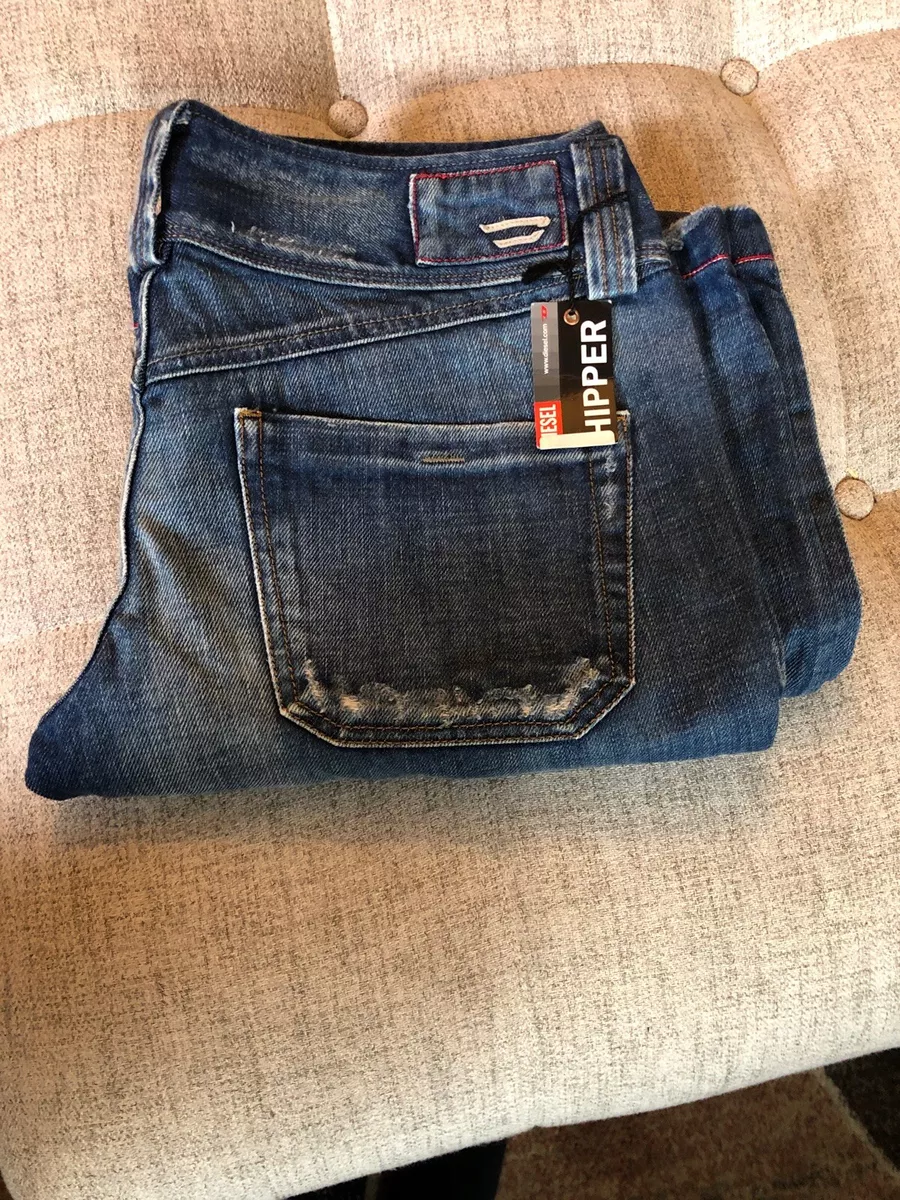 Diesel Hipper Women's Wide Leg Low Rise Medium Blue Denim Jeans Size 30/32