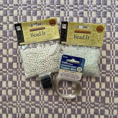 Jewelry Making Supplies Bundle, Wire and 3 Colors of Beads