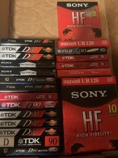 29 Sealed Blank Cassette Tapes TDK D90 Sony HF Maxell UR120 Fuji Vintage Lot