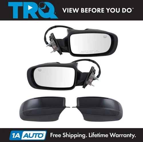 TRQ Mirror Power Heated Memory Smooth Black Pair Set of 2 for Chrysler 300 New