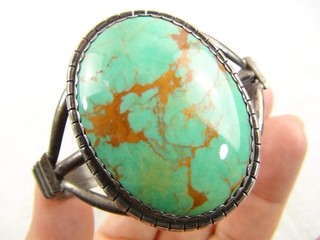 Navajo Harry Spencer Heavy 40g 6 5/8" Sterling Turquoise Cuff Bracelet Native