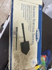 STANSPORT FOLDING SURVIVAL SHOVEL BLACK STEEL CAMPING TOOL SNAP LOCK NEW