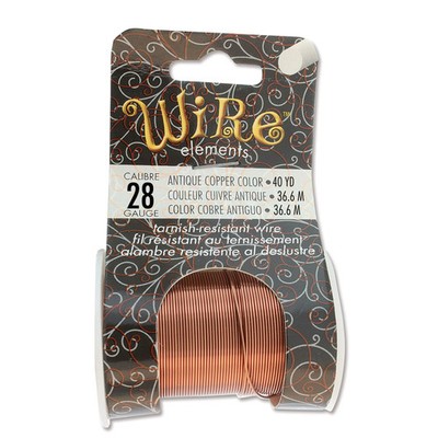BeadSmith Antique Copper 28 Gauge Craft Wire Elements - 40 Yard Spool