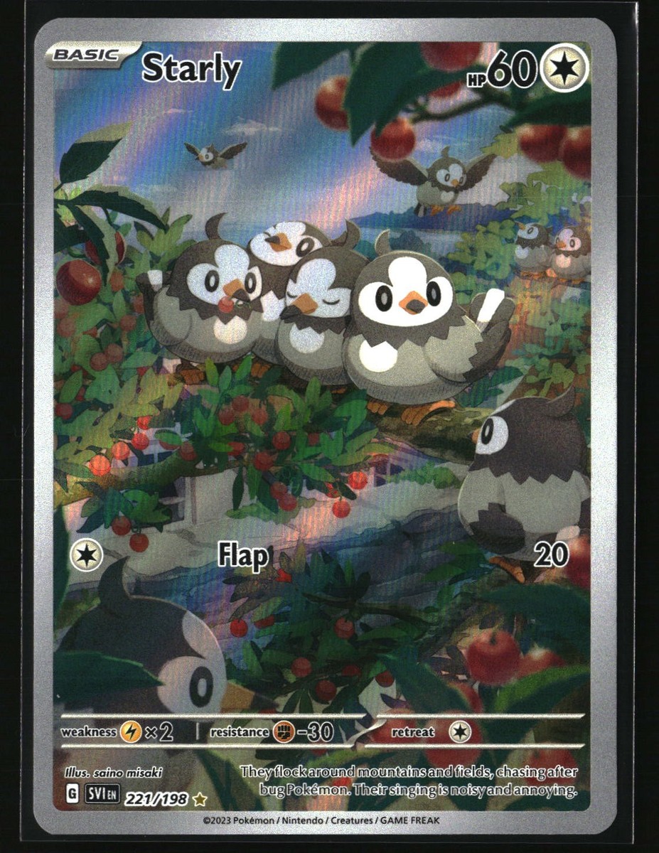 starly pokemon card price Starly - Illustration Rare SV01: Scarlet & Violet Base Set 221/198 NM