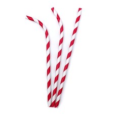 Made in the USA Bendable Compostable Drinking Straws, 50 count, Red and White...