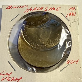 RARE ERROR TRIPILE MIS STRUCK BINION'S HORSESHOE $1 TOKEN LAS VEGAS NV