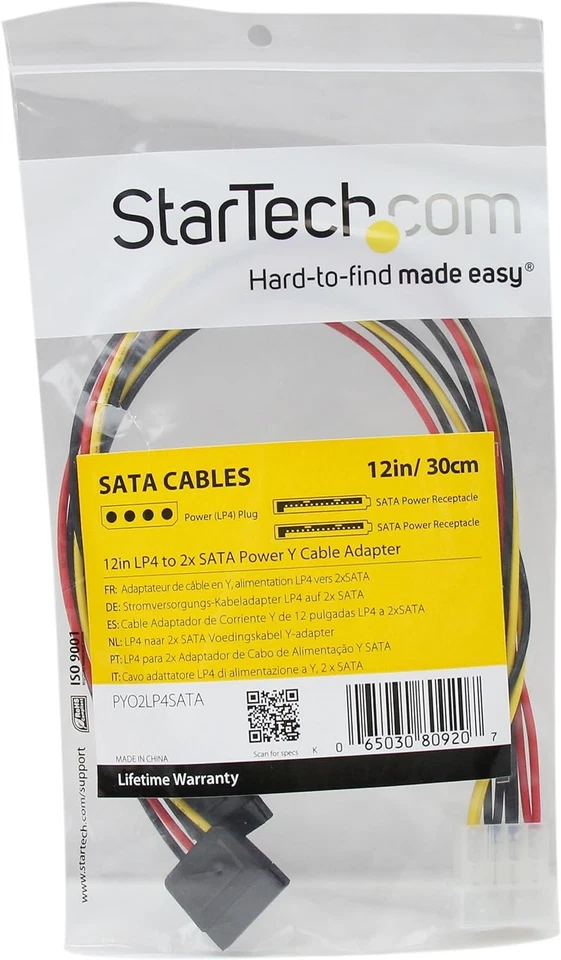 StarTech.com 12in LP4 to 2x SATA Power Y Cable Adapter - Molex to to Dual SATA P - Image 3 of 4