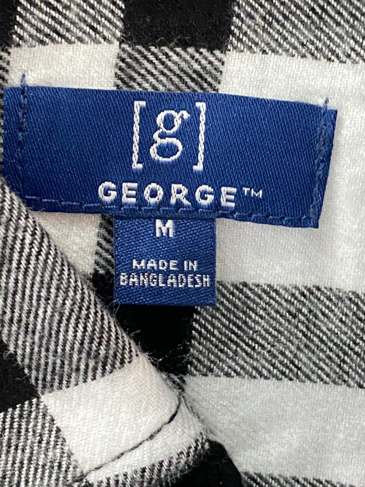 George Flannel Shirt Men's M Tartan Plaid Black White Super Soft Casual image 5
