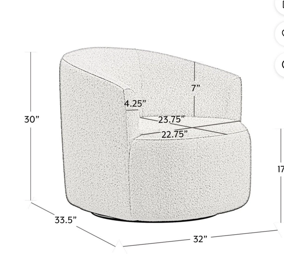 Cadeira de Acento Giratória Mainstays Boucle Taupe Sala de Estar Escritório Quarto Móveis - Imagem 3 de 4