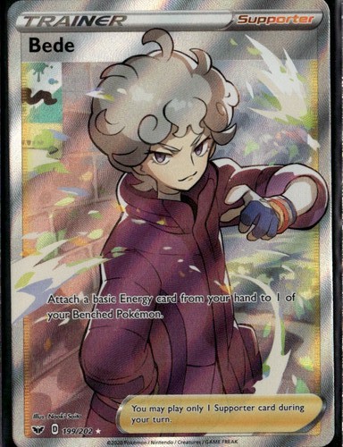Bede Full Art Ultra Rare SWSH01: Sword & Shield Base Set 199/202 Supporter Holof