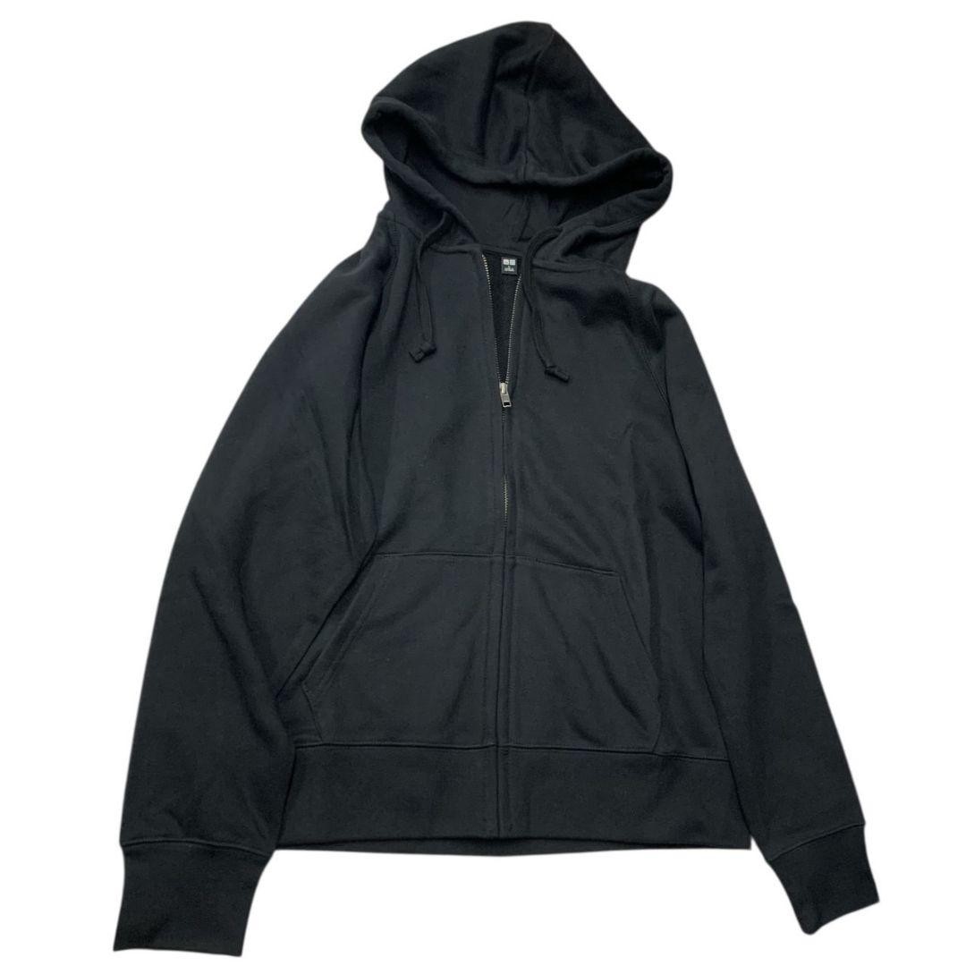 L066 UNIQLO Women's Sweatshirt Full Zip Hoodie L Black thumbnail 2