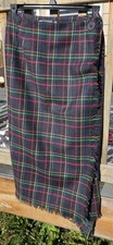 Vintage 100% Wool Plaid Fringe Midi Skirt- Made In USA Size 10