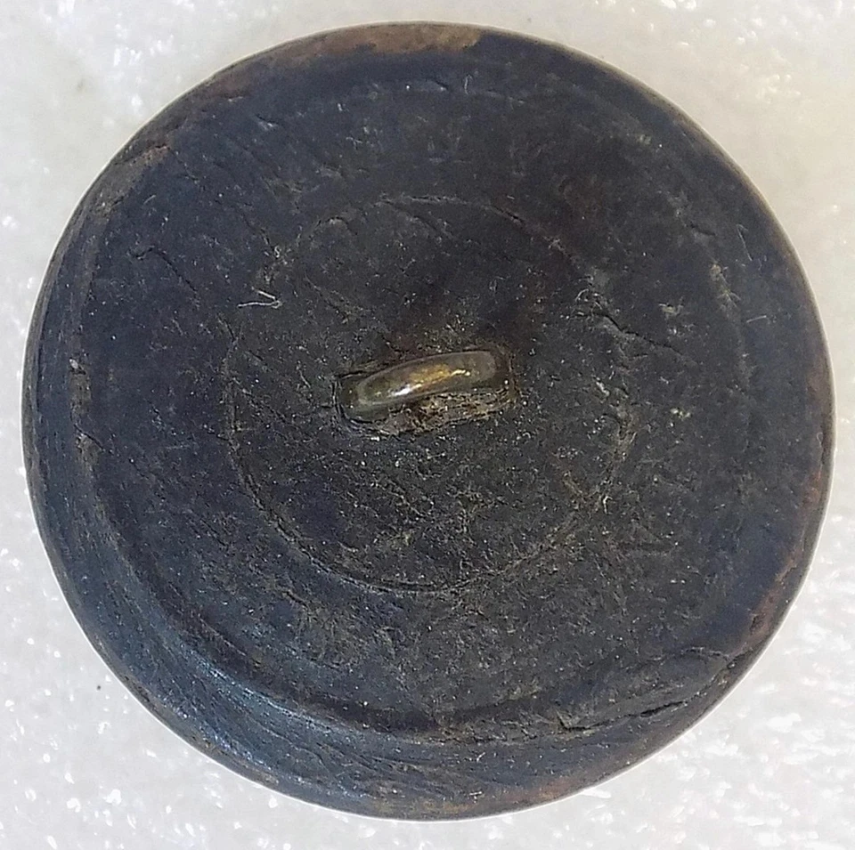 Antique Stamped Horn Button with Galloping Horse 1-1/16" Dia French Stallion - Image 4 of 4