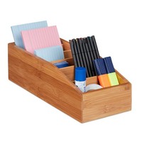 Aufbewahrungsbox Bambus Organizer KüChenbox Schreibtisch Kiste 6 FäCher Natur