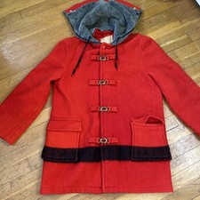 Vintage Hudson's Bay point Blanket coat Red Black Jacket England 60s. Parka