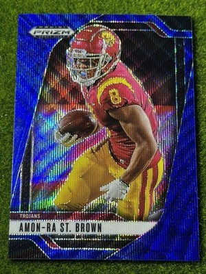 2025 Panini Prizm Draft Picks - Amon-Ra St. Brown #199 Blue Wave Prizm /299