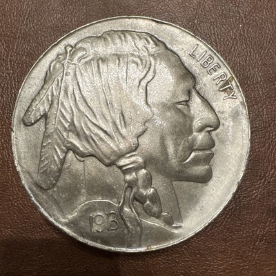 Indian Head Chief Coin Buffalo Nickel Style IMC Brass Vintage Belt Buckle
