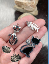 Cat Charms Fish Bone Bead Mix 32 mm 20 pcs Rhinestone DIY Jewelry Making