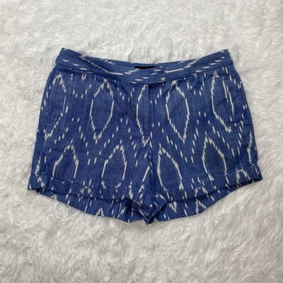 J.crew Women s Size 10 Blue Printed Shorts Lightweight Cotton Resort Vacation
