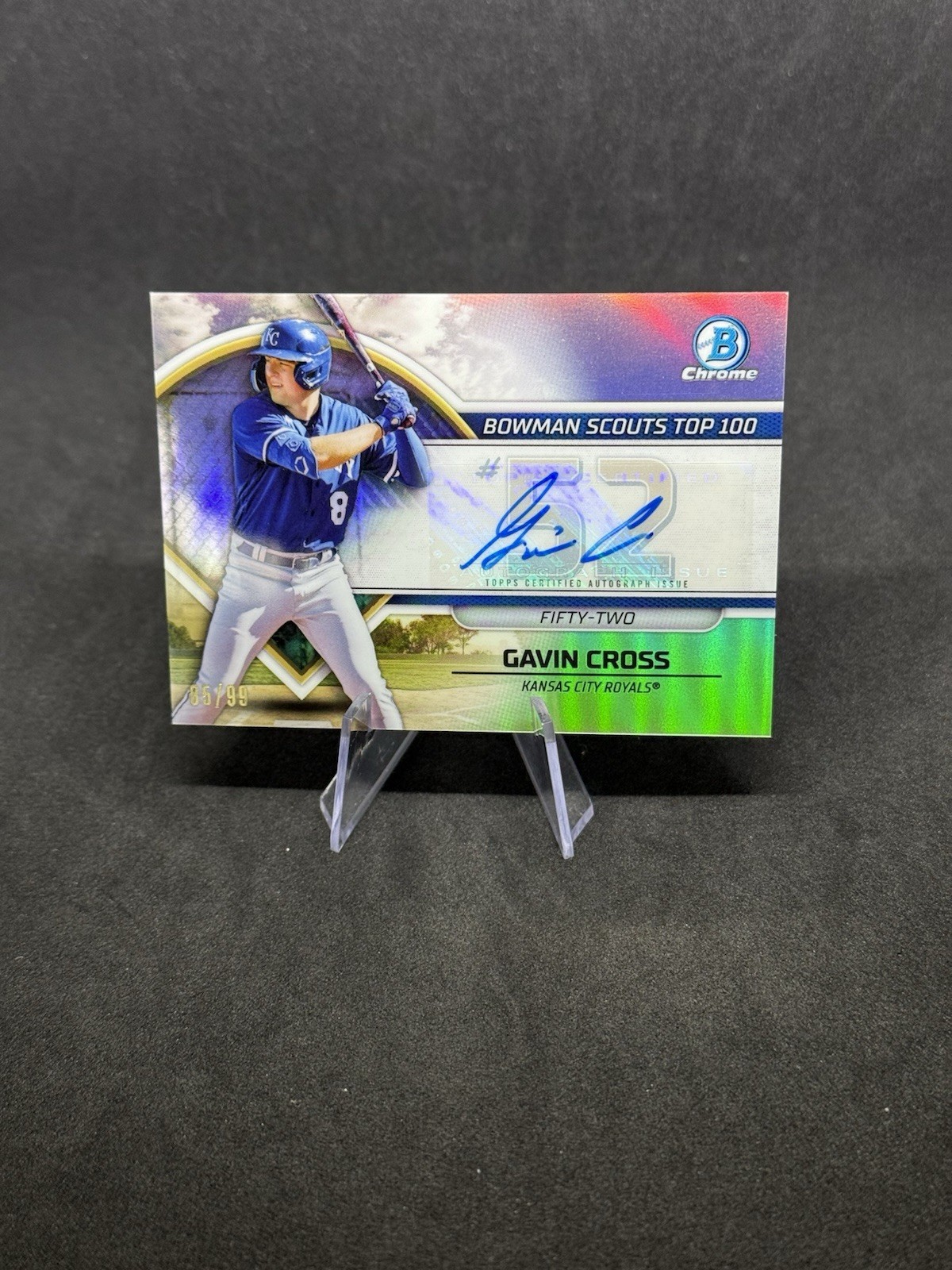 2023 Bowman Chrome Gavin Cross /99 🔥 Scouts Top 100 Refractor AUTO Royals