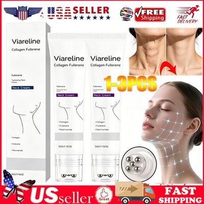 3X Collagen Fullerene Neck Cream Firming Tightening with Roller 50g US